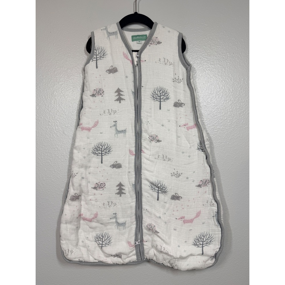 molis & co Sleep Bag Unisex Medium White Woodland Muslin Wearable Blanket Zipper